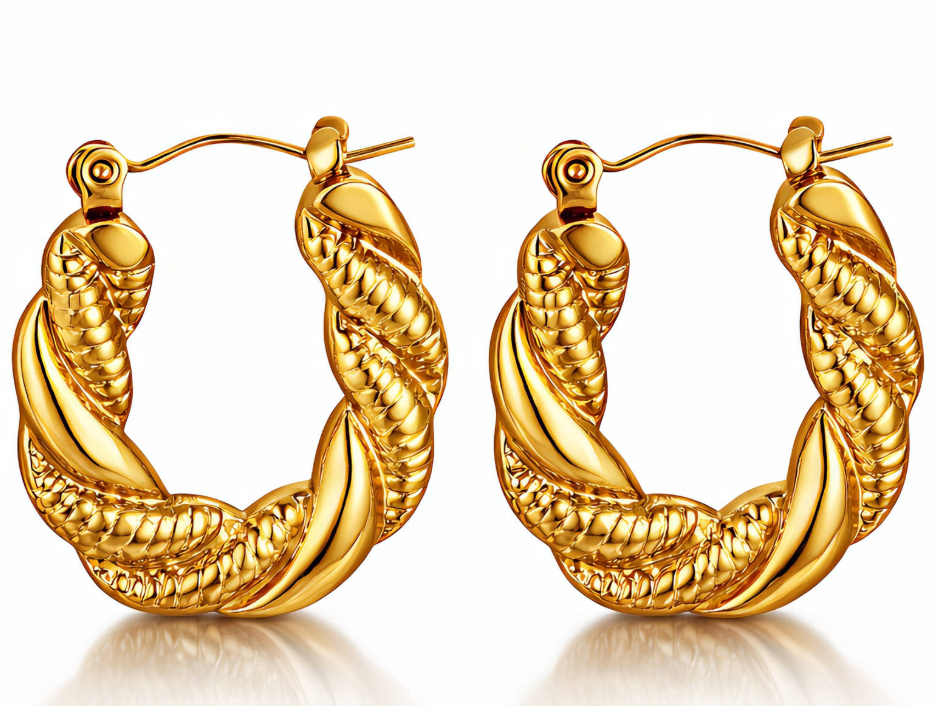 Golden Twist Hoop Earrings