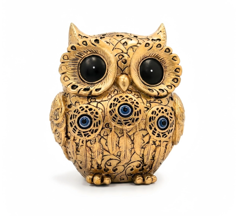 Golden Guardian Owl Statue